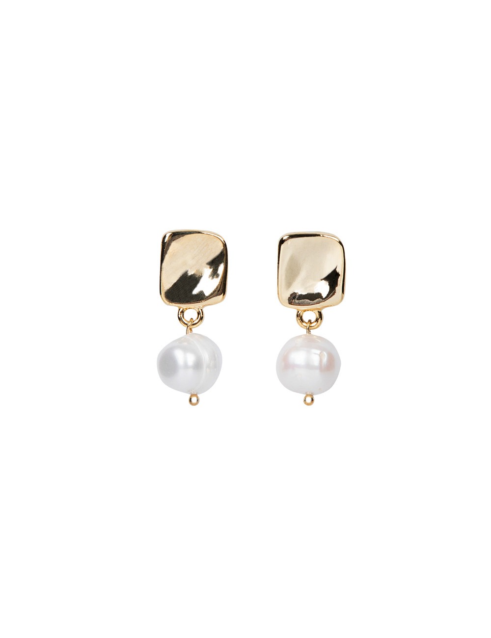 Refined Square Freshwater Pearl Drop Earrings