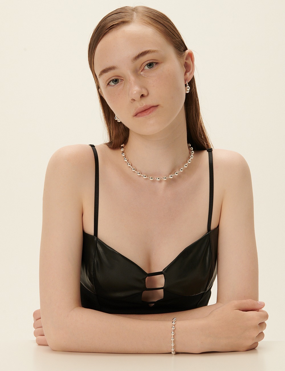 Solid ball-chain necklace(bold)